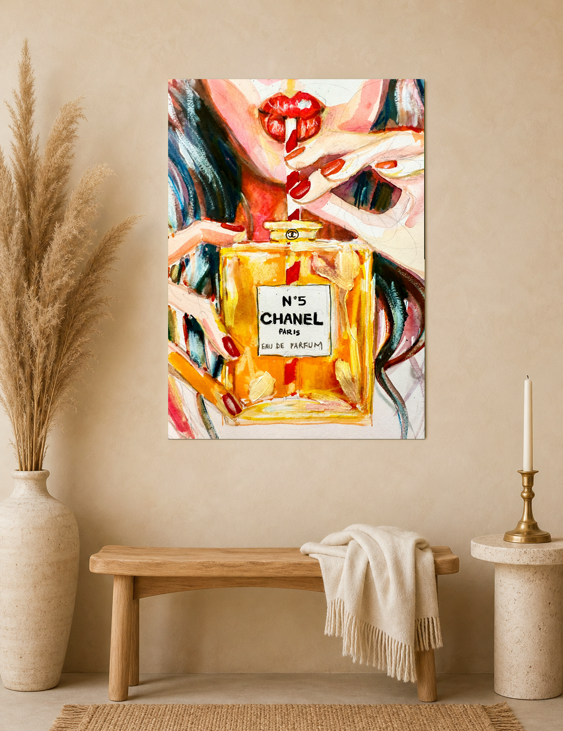 Chanel No.5 Perfume Lips Wall Art Print - unframed mockup