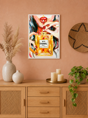 Chanel No.5 Perfume Lips Wall Art Print - white framed