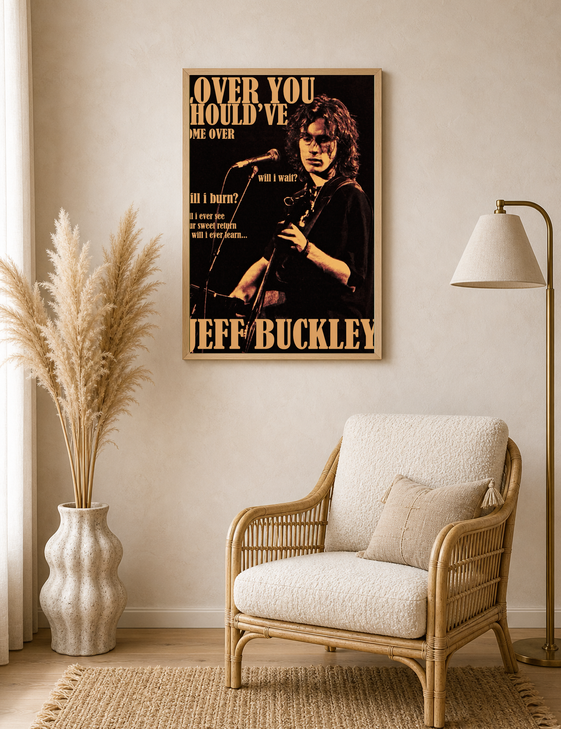 Jeff Buckley Lover You Should’ve Over Wall Art Print - wood framed poster
