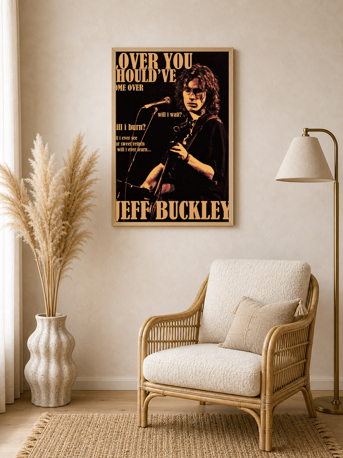 Jeff Buckley Lover You Should’ve Over Wall Art Print - wood framed poster