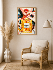 Chanel No.5 Perfume Lips Wall Art Print - wood framed poster
