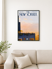 Rooftop Sunset New Yorker Wall Art Print - black framed