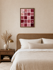 Minimalist Cat Grid Wall Art Print - dark wood framed