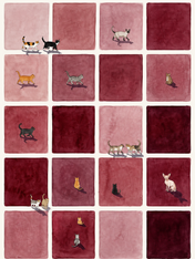 Minimalist Cat Grid Wall Art Print - unframed