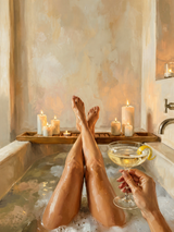 Cozy Candlelit Bath Wall Art Print