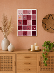 Minimalist Cat Grid Wall Art Print - white framed