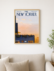 Rooftop Sunset New Yorker Wall Art Print - wood framed poster