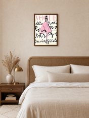 Pink Vogue Italia Fashion Wall Art Print - dark wood framed