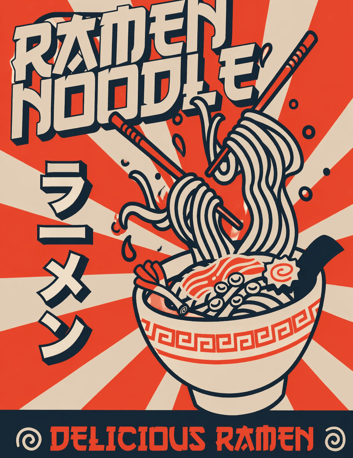 Retro Ramen Noodle Wall Art Print - unframed