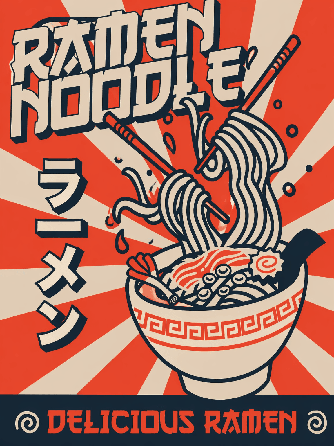 Retro Ramen Noodle Wall Art Print - unframed