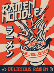 Retro Ramen Noodle Wall Art Print - unframed