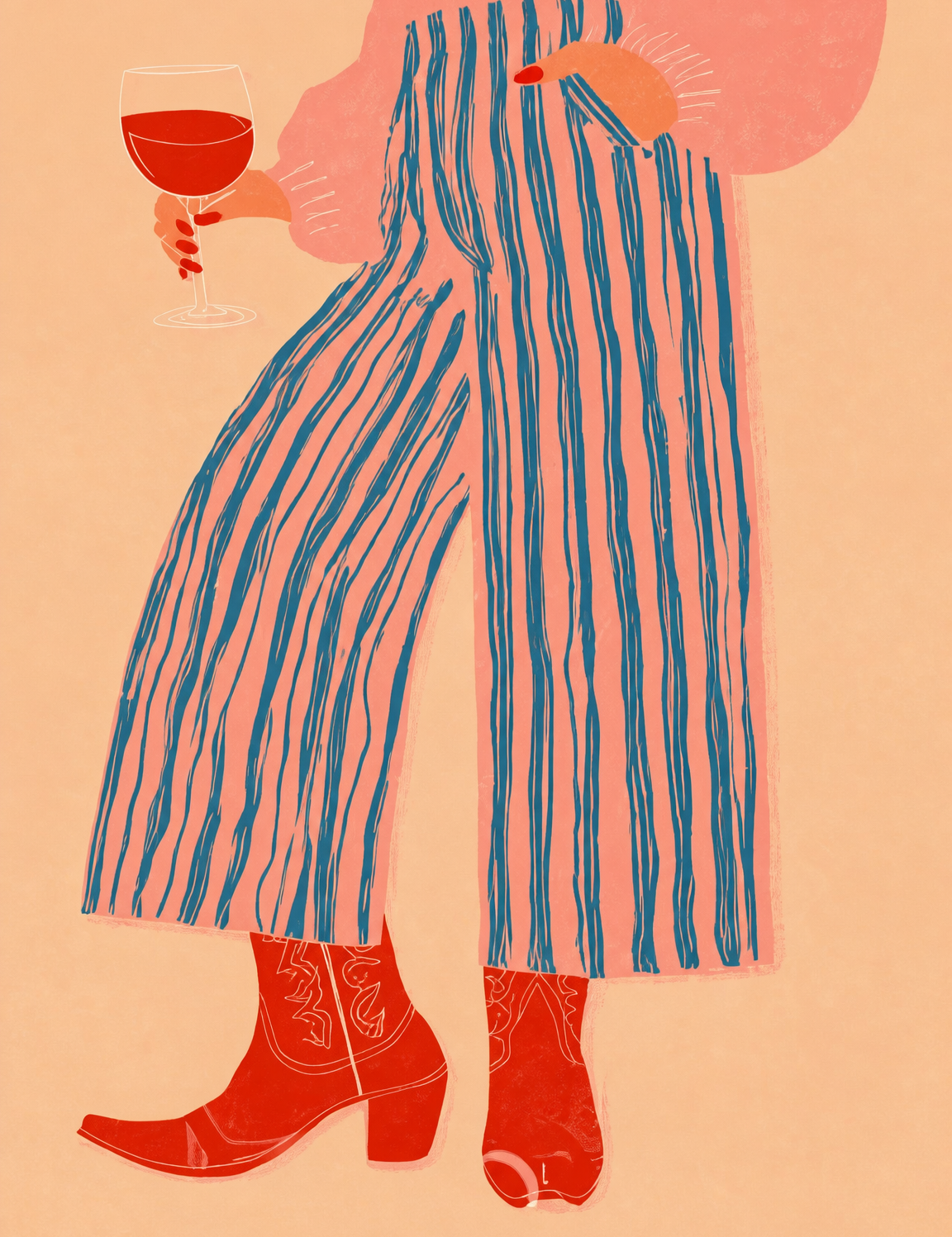 Cowgirl Wine Lover Wall Art Print - unframed