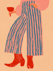 Cowgirl Wine Lover Wall Art Print - unframed