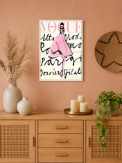 Pink Vogue Italia Fashion Wall Art Print - white framed
