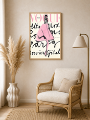 Pink Vogue Italia Fashion Wall Art Print - wood framed poster