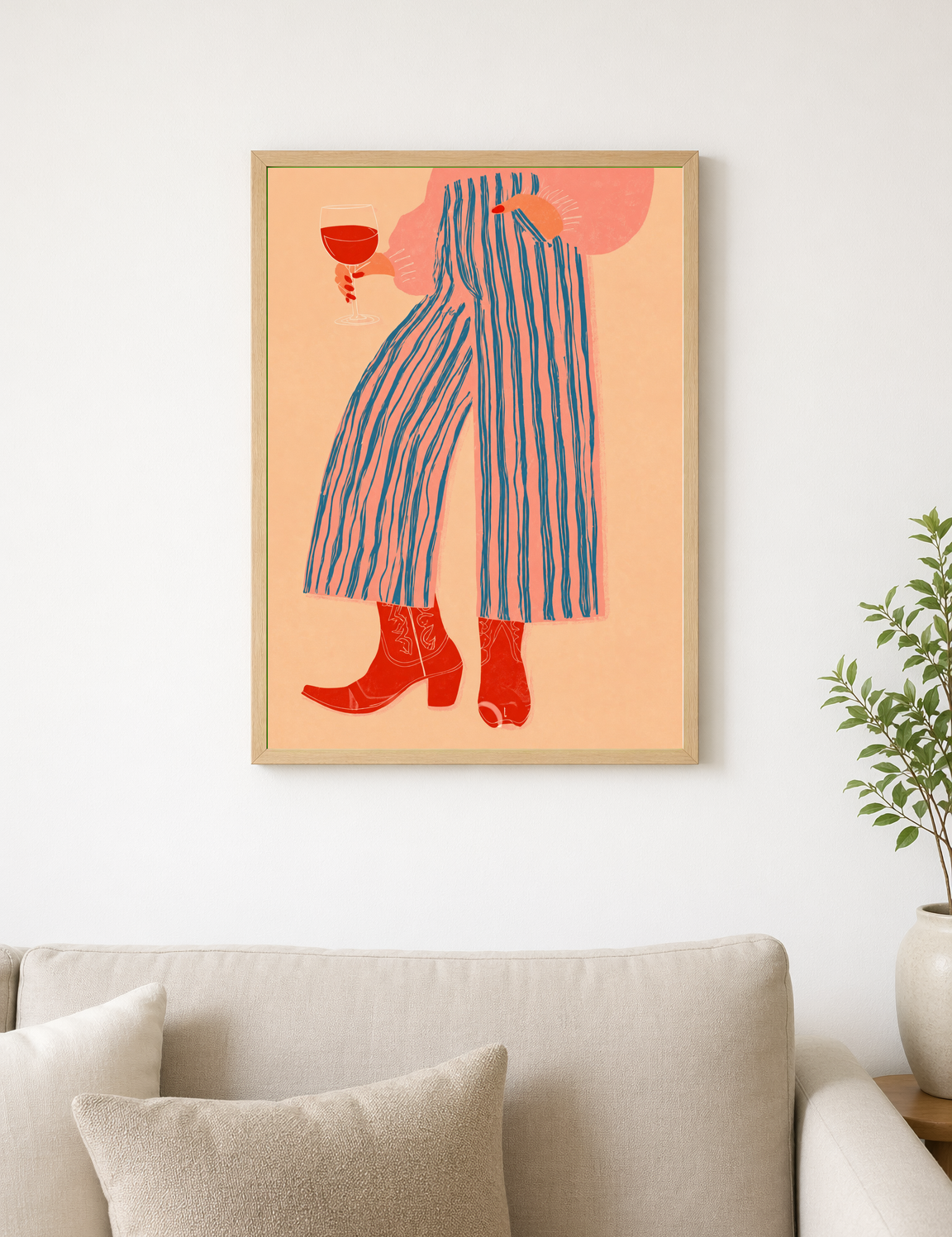 Cowgirl Wine Lover Wall Art Print - wood framed poster