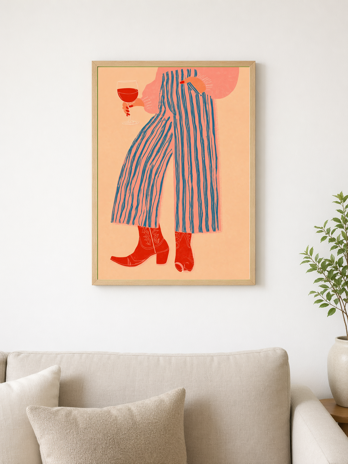Cowgirl Wine Lover Wall Art Print - wood framed poster