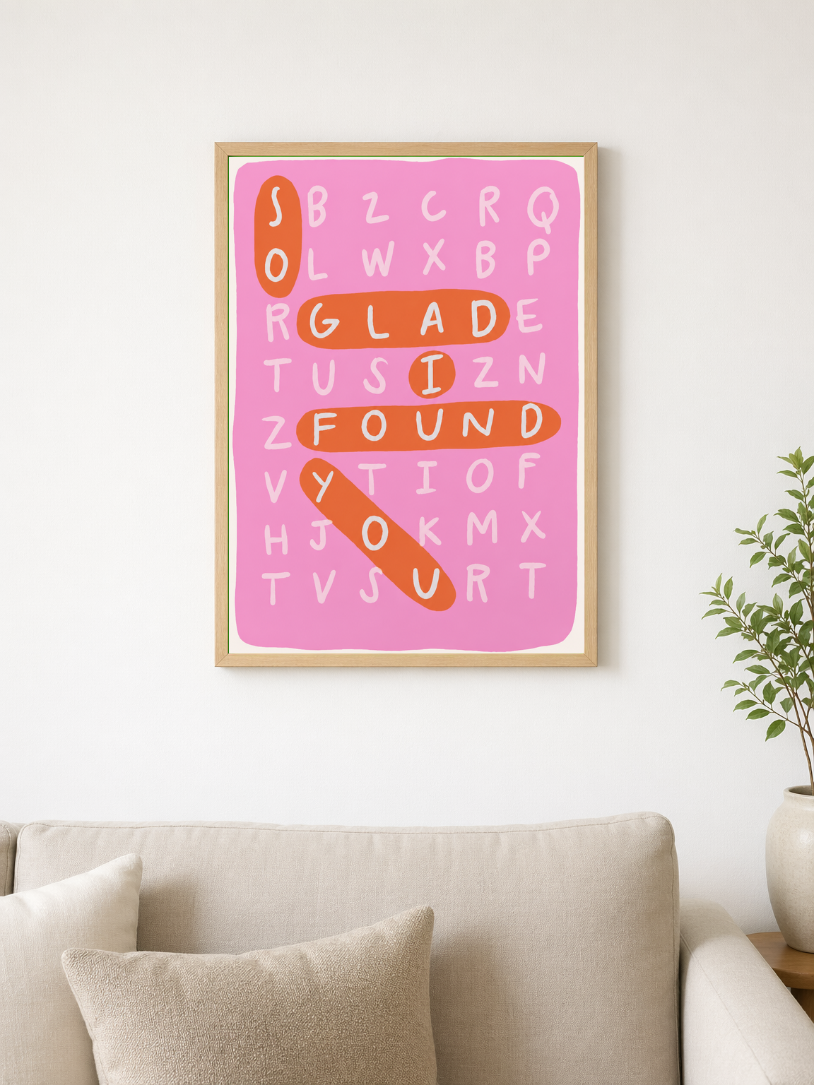 Playful Word Search Wall Art Print - wood framed poster