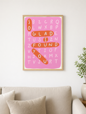 Playful Word Search Wall Art Print - wood framed poster