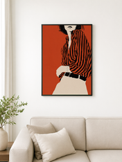 Minimalist Striped Shirt Fashion Wall Art Print - black framed