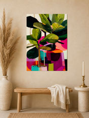 Colorful Abstract Fiddle Leaf Fig Wall Art Print - unframed mockup
