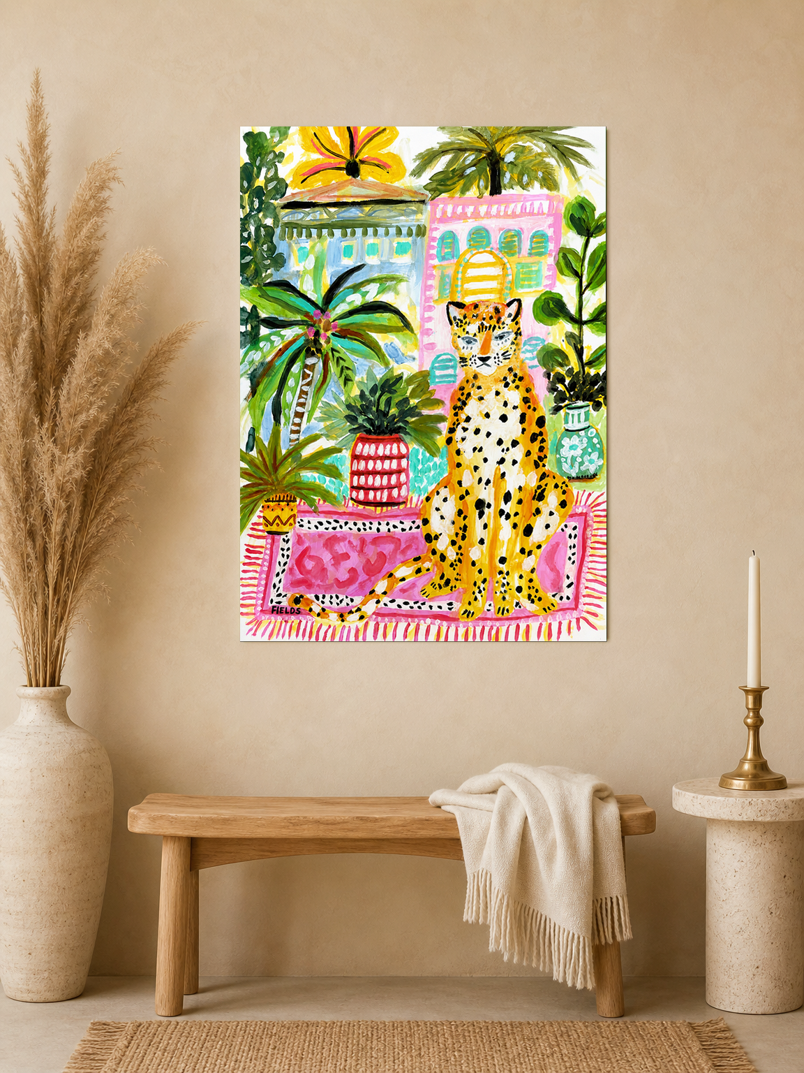 Colorful Cheetah Jungle Wall Art Print - unframed mockup
