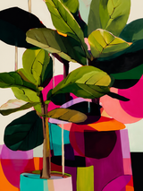 Colorful Abstract Fiddle Leaf Fig Wall Art Print