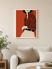Minimalist Striped Shirt Fashion Wall Art Print - white framed