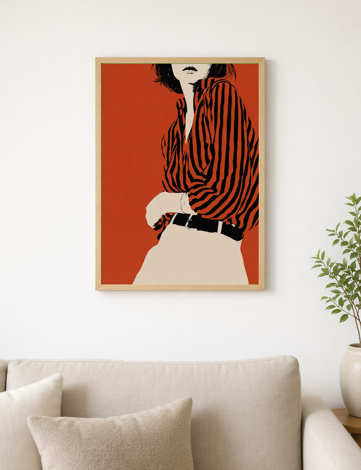 Minimalist Striped Shirt Fashion Wall Art Print - wood framed poster