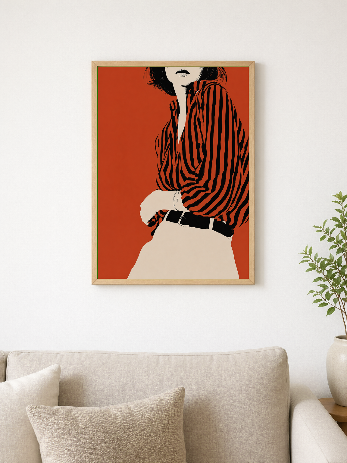 Minimalist Striped Shirt Fashion Wall Art Print - wood framed poster