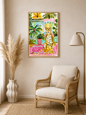 Colorful Cheetah Jungle Wall Art Print - wood framed poster