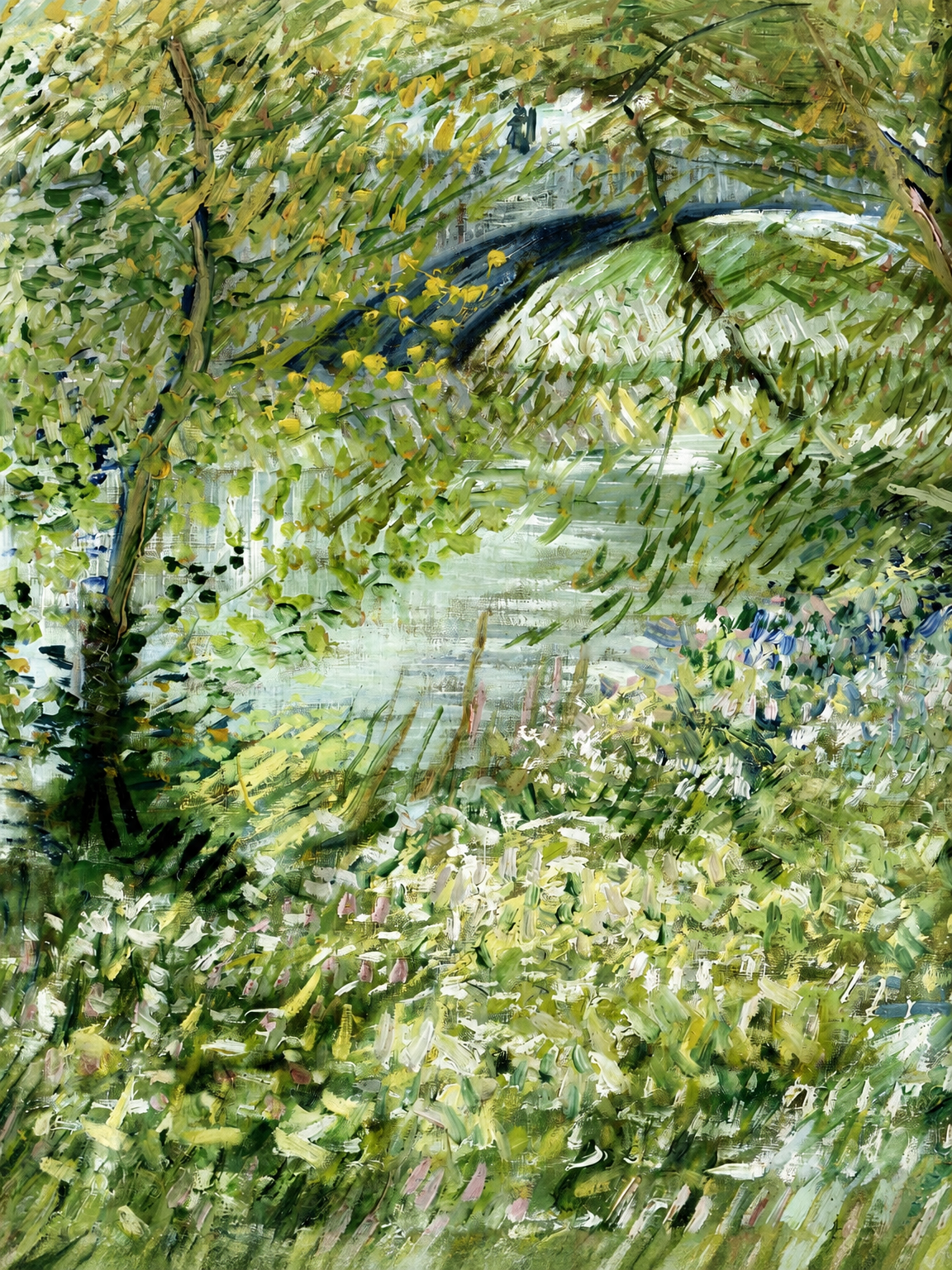 Lush Riverside Landscape Wall Art Print - unframed