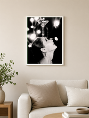 Vintage Martini Balancing Act Wall Art Print - white framed