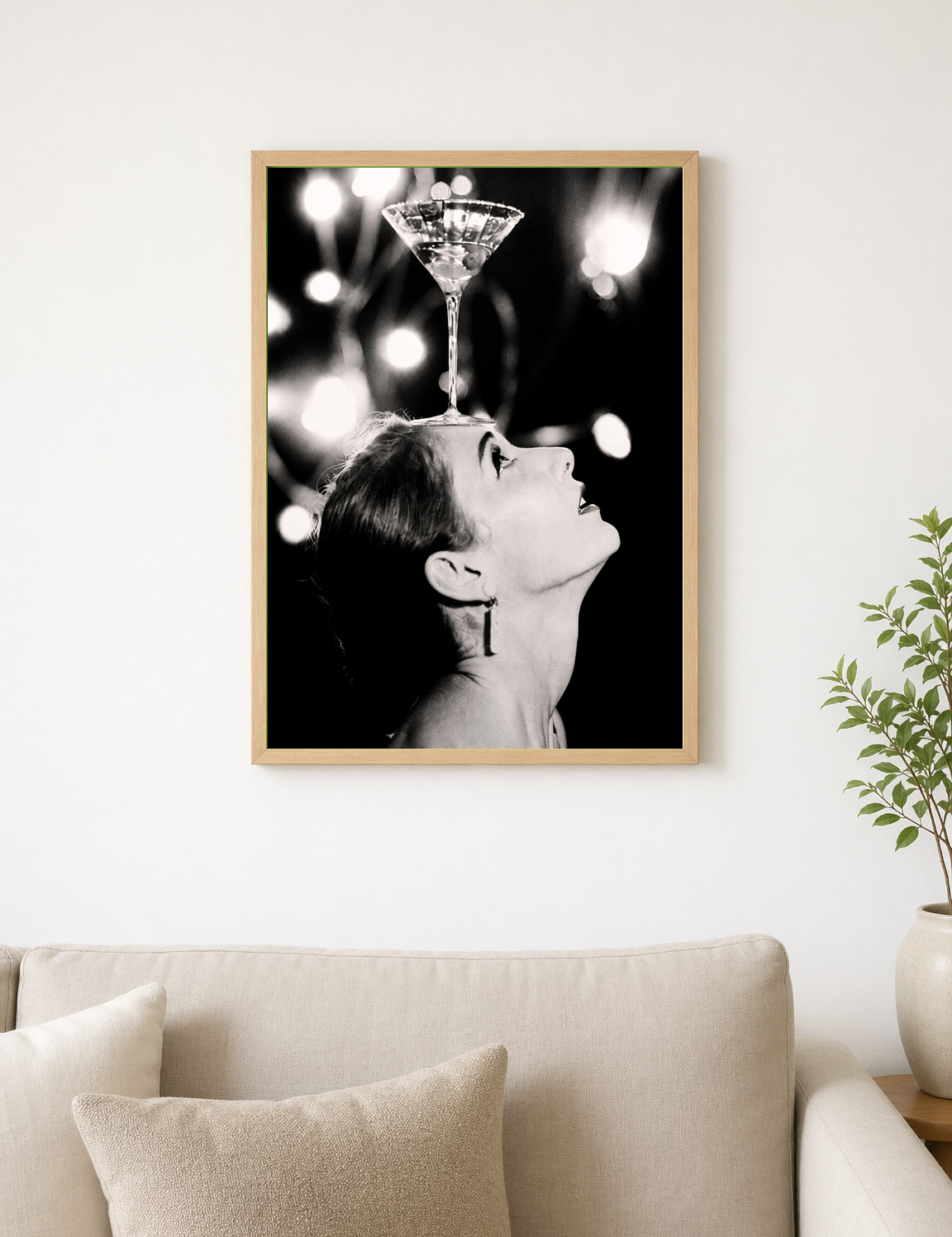 Vintage Martini Balancing Act Wall Art Print - wood framed poster
