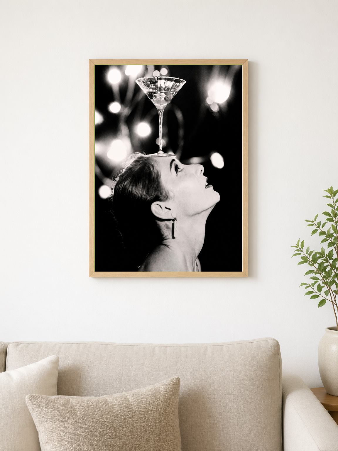 Vintage Martini Balancing Act Wall Art Print - wood framed poster
