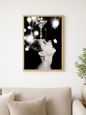 Vintage Martini Balancing Act Wall Art Print - wood framed poster