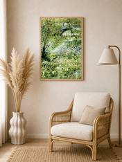 Lush Riverside Landscape Wall Art Print - wood framed poster