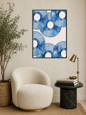 Blue Vinyl Records Wall Art Print - black framed