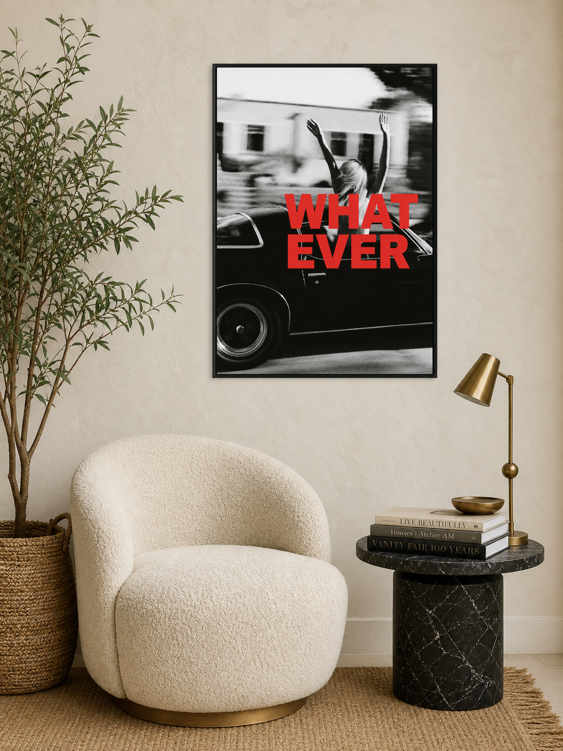 Whatever Car Photo Wall Art Print - black framed