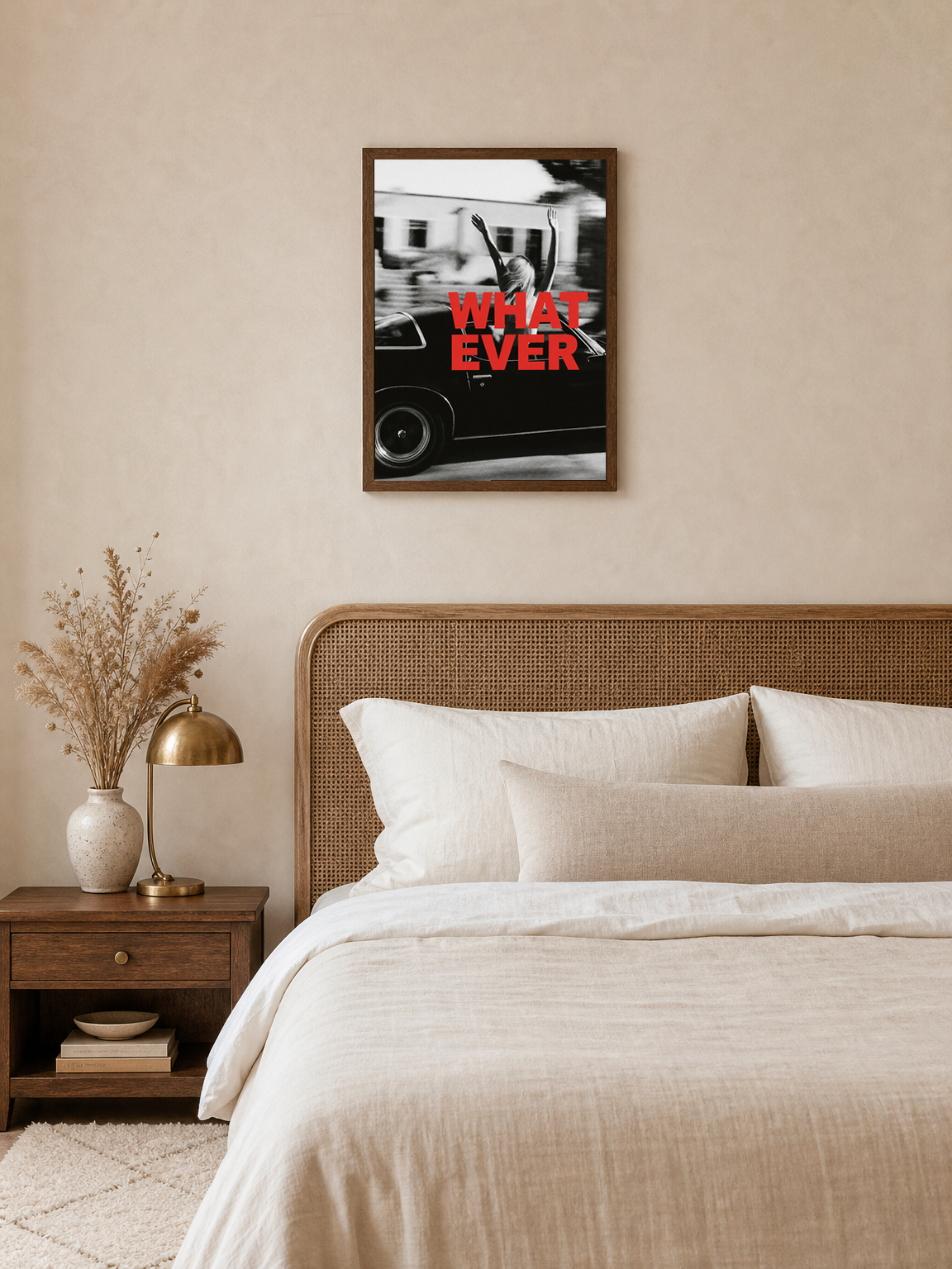 Whatever Car Photo Wall Art Print - dark wood framed