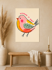 Winging It Daily Cute Bird Wall Art Print - unframed mockup