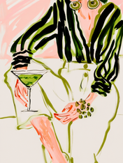 Abstract Woman with Martini Wall Art Print - unframed