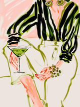 Abstract Woman with Martini Wall Art Print