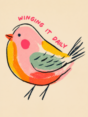 Winging It Daily Cute Bird Wall Art Print - unframed