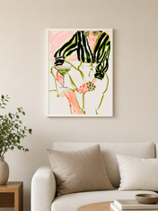Abstract Woman with Martini Wall Art Print - white framed