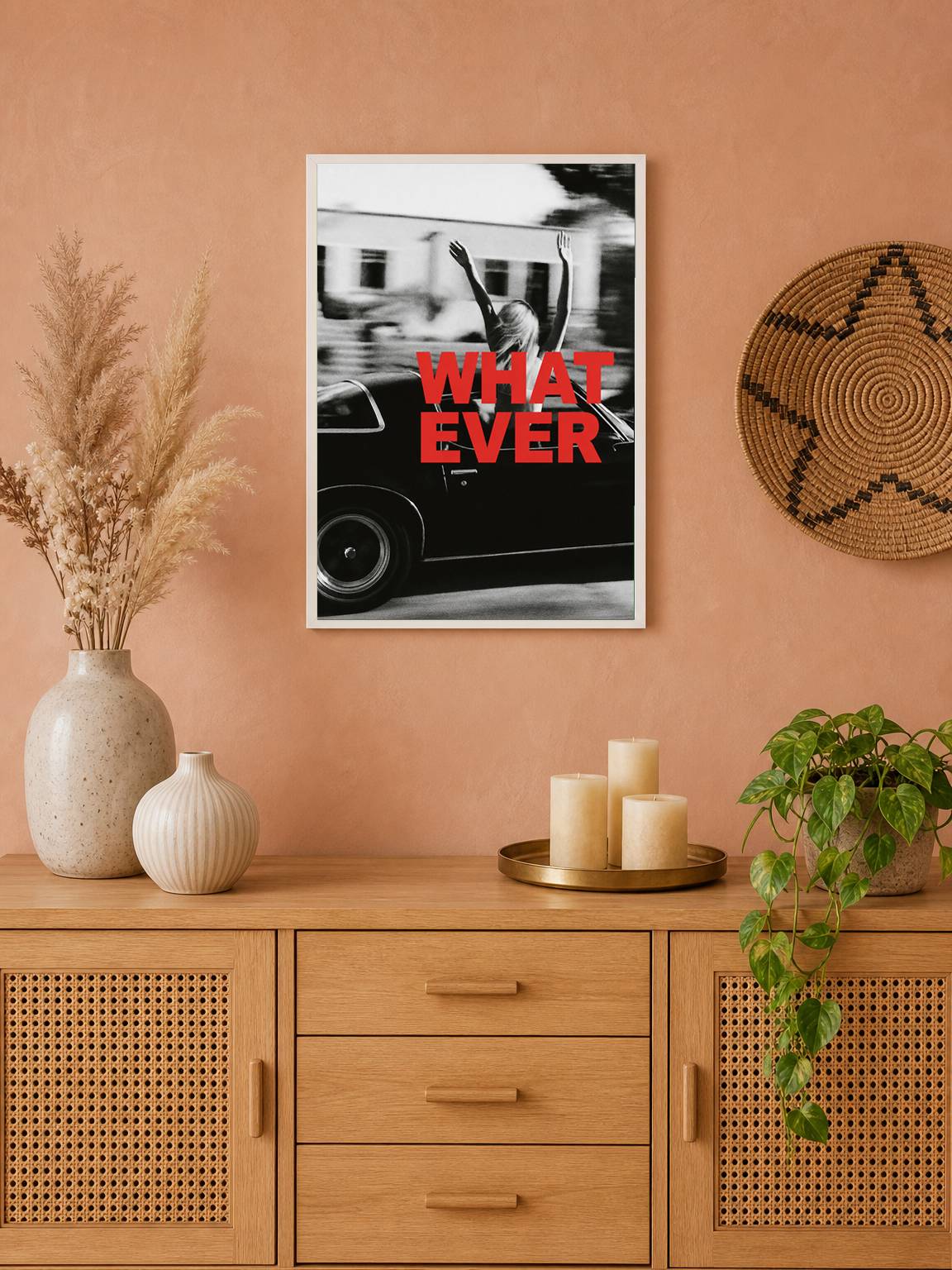 Whatever Car Photo Wall Art Print - white framed