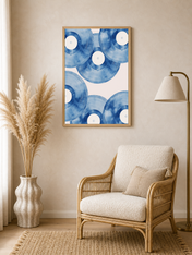 Blue Vinyl Records Wall Art Print - wood framed poster