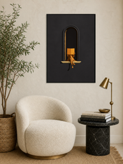 Minimalist Woman Reading Window Wall Art Print - black framed