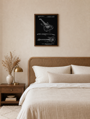 Electric Guitar Patent Wall Art Print, Chalkboard Style - dark wood framed