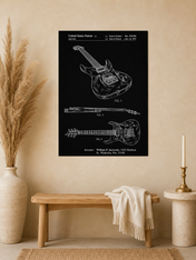 Electric Guitar Patent Wall Art Print, Chalkboard Style - unframed mockup